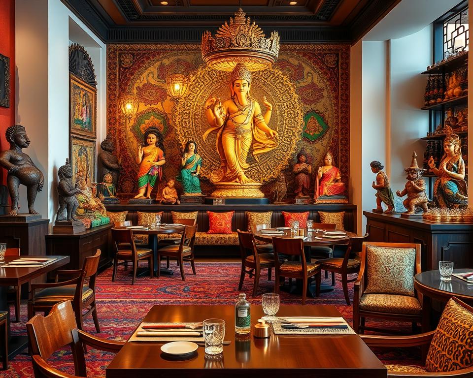 Indian sculptures dining room