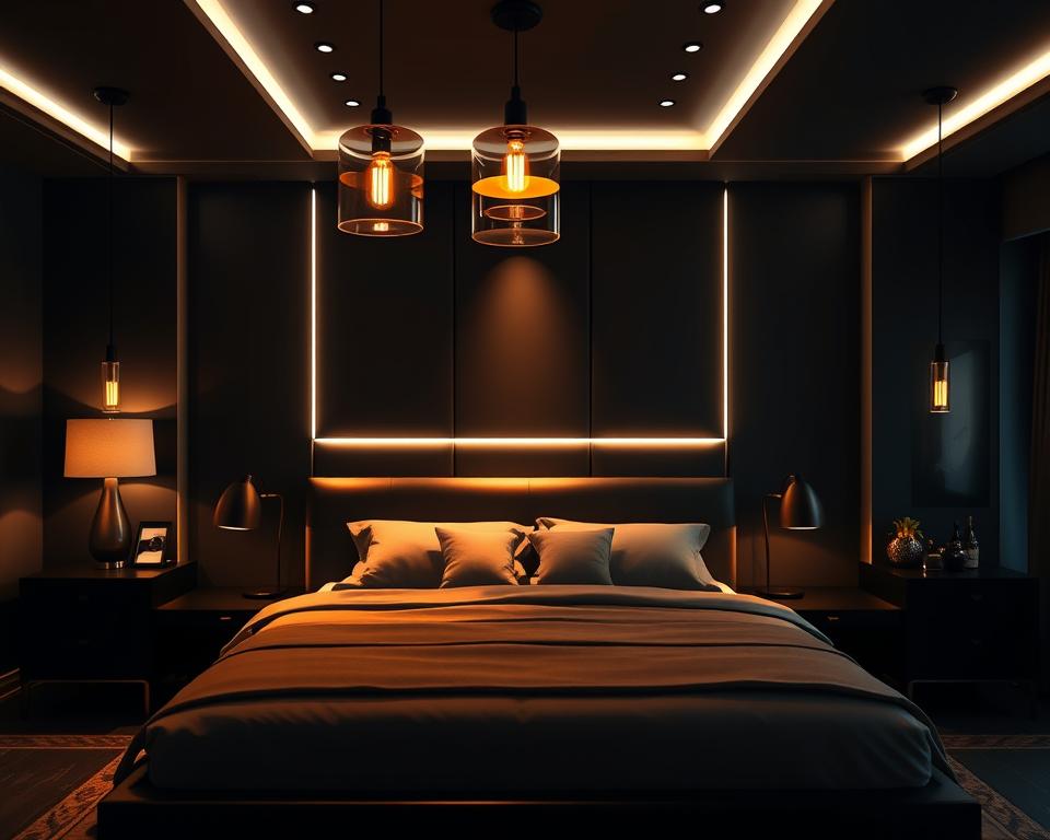 black bedroom lighting