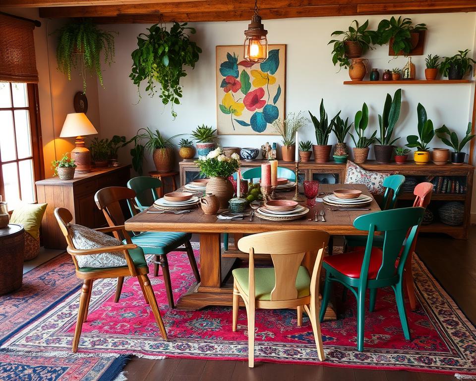 bohemian style dining room