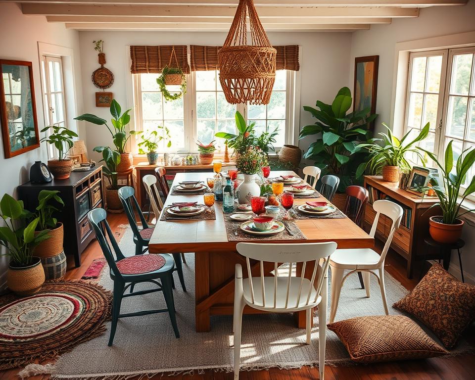 boho chic dining room