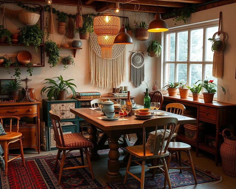 cozy bohemian dining room