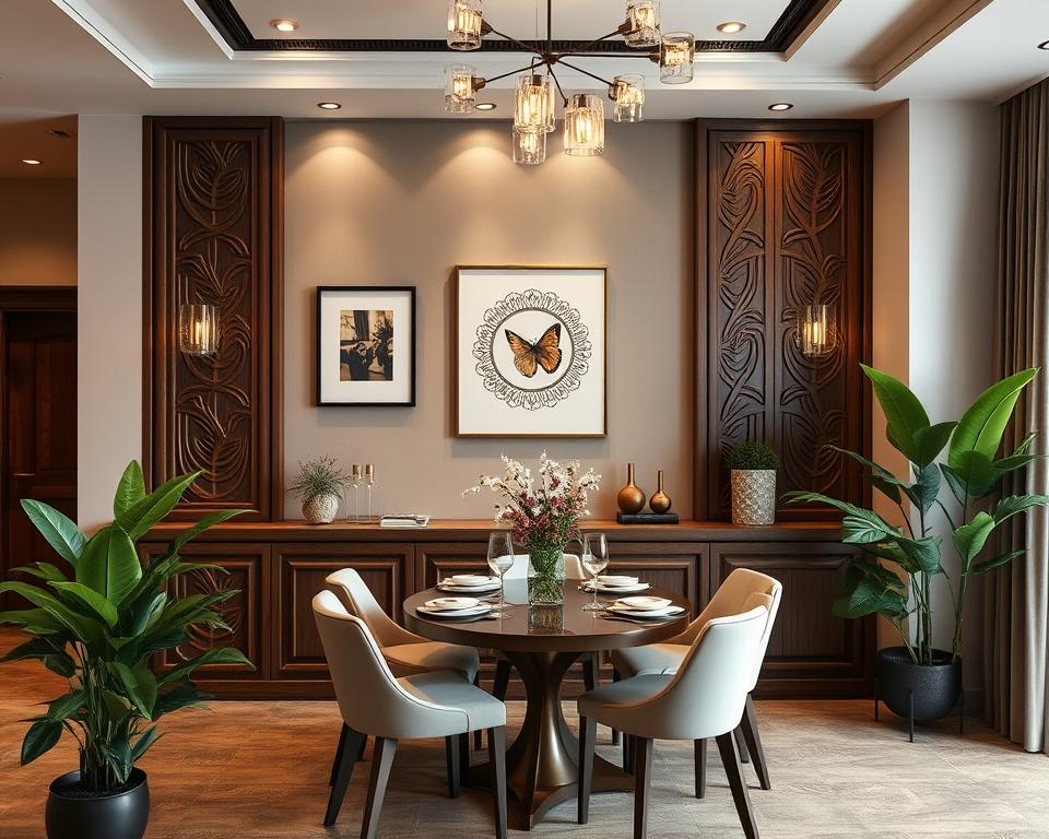 dining room half wall accents