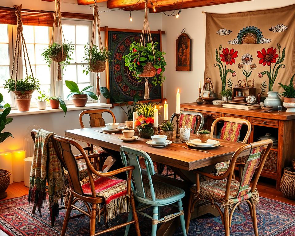 effortless bohemian dining room