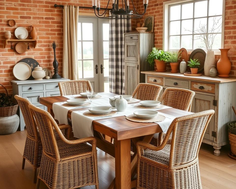 farmhouse dining room textures