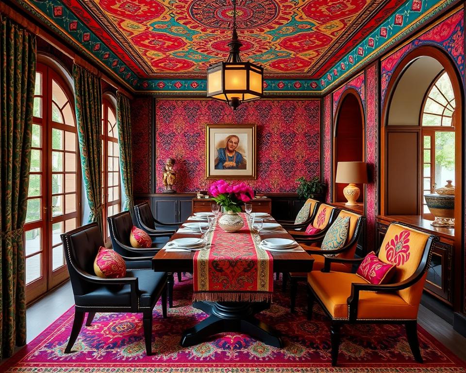 indian textiles dining room