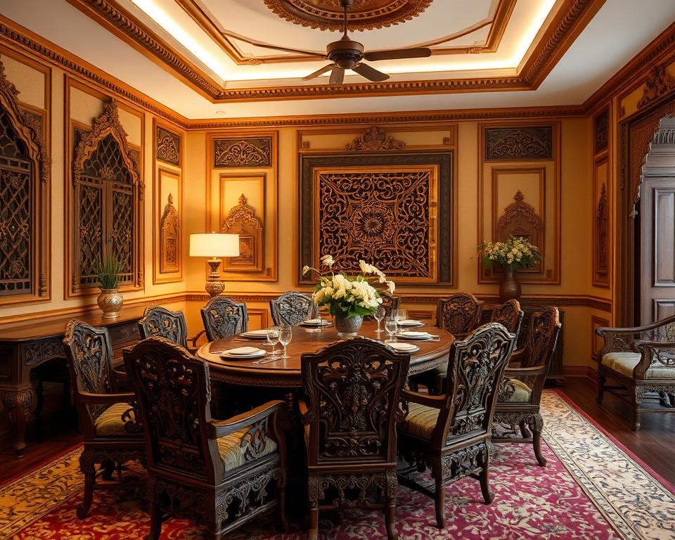 indian wood carving dining room