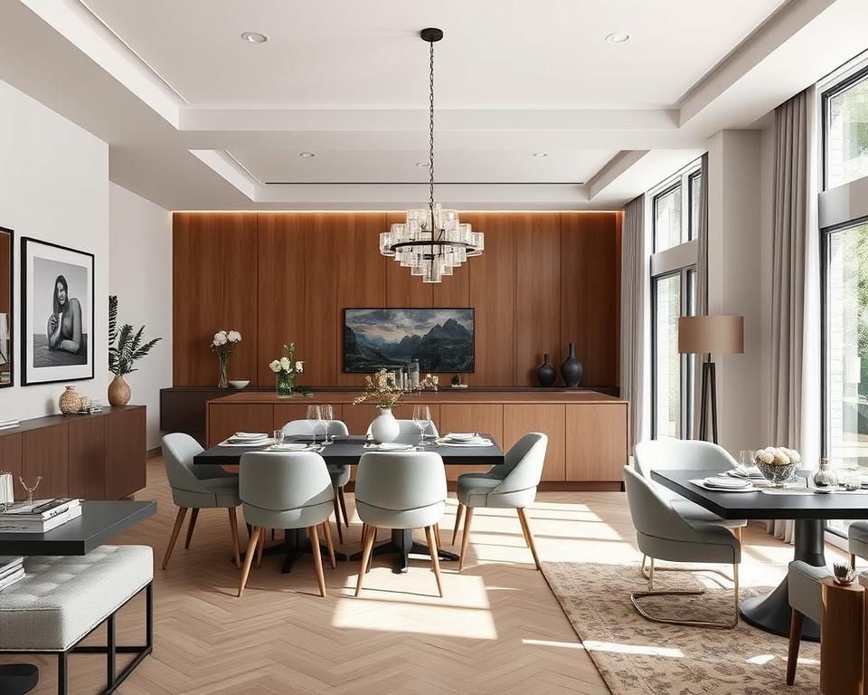 modern dining room half wall