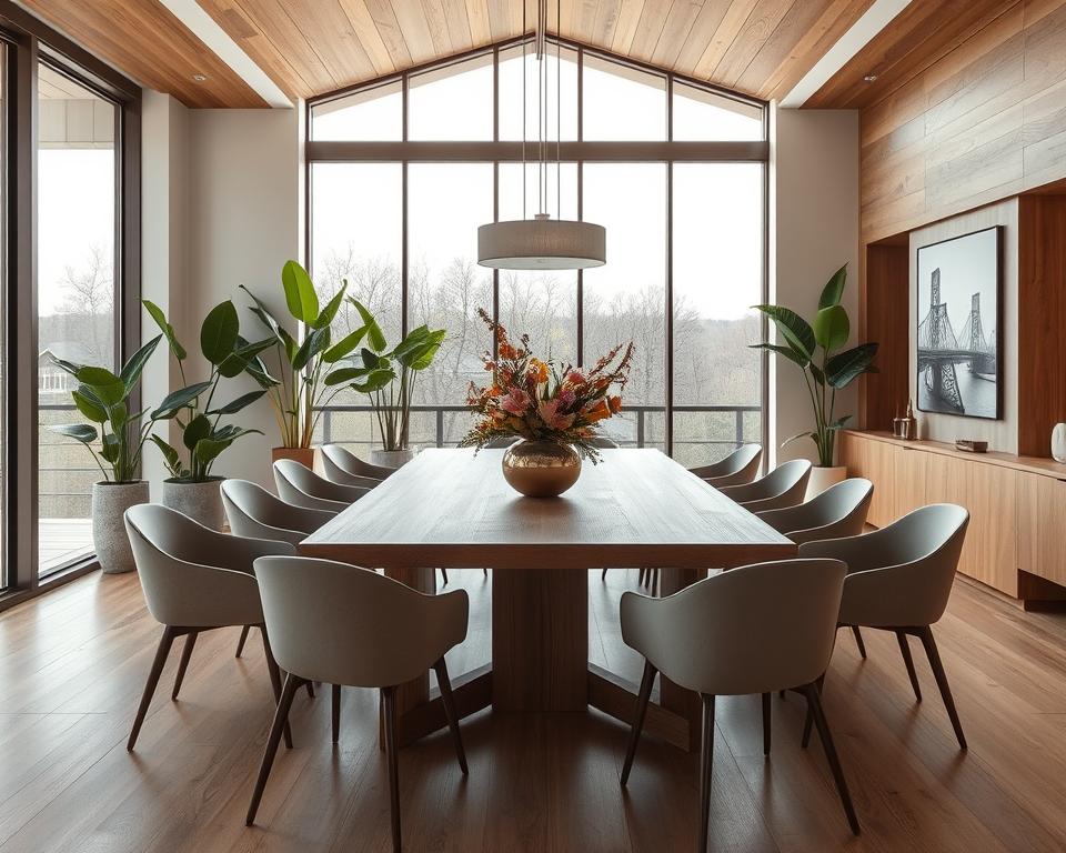 natural elements in dining room